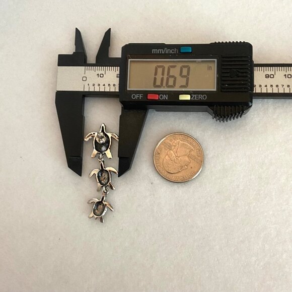 VTG Kabana Sterling Silver 925 Dimensional Sea Turtle Trio Dangle Drop Earrings - Picture 15 of 16